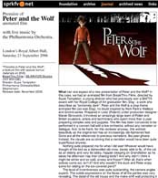 Serge Prokofiev Foundation website review of Peter and the Wolf
